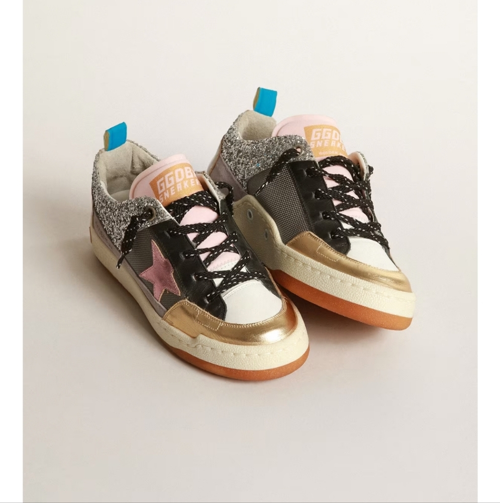 Golden Goose YEAH Black, Gold, Pink RARE glitter Mesh Colorway